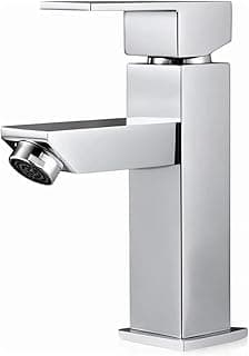 Torneira Monocomando Banheiro Quadrada Bica Média em Aço Inox