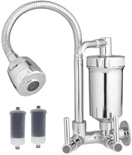 Torneira de Parede Cozinha com Filtro Integrado Bica Flexível e Móvel Corpo em Abs + 2 Refil Filtro Pro Saúde