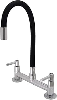 Torneira Misturador Cozinha Mesa Tubo Flexível Preto 1/4 de Volta Metal Água Quente e Fria