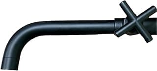 Torneira de lavatório de parede preto fosco com design curvo e alavanca de cruz