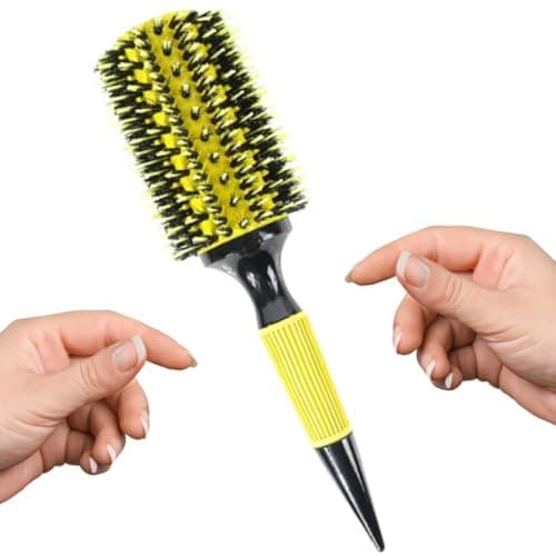 Escova Madeira Premium Pente Profissional Antiestático e Resistente ao Calor para Cabelos Cacheados (Amarelo)