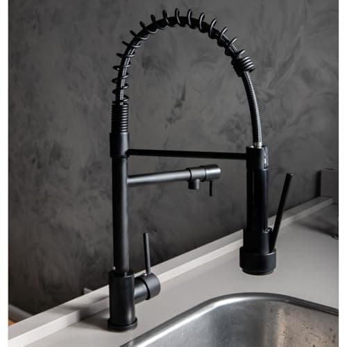 Torneira De Cozinha Bancada Gourmet Flexível Misturador Monocomando Acabamento Inox Preto ELORIA