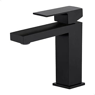 SOFTINOX Torneira Monocomando para Lavatório de Banheiro em Metal Resistente a Maresia – Instalação de Mesa 1/2", Arejador em Metal, Design Moderno e Alta Durabilidade (Preto Fosco, Bica Baixa)