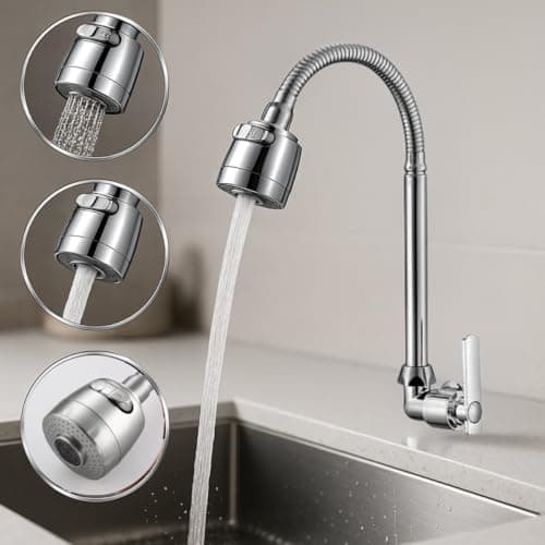 Torneira Gourmet Flexível para Cozinha, 2 Jatos de Água, Acabamento Cromado, Instalação na Parede