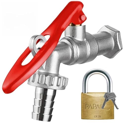 Torneira de Metal Com Porta Cadeado Para Jardim Quintal Tanque 1/2" + Cadeado Pequeno 20mm Latão Maciço