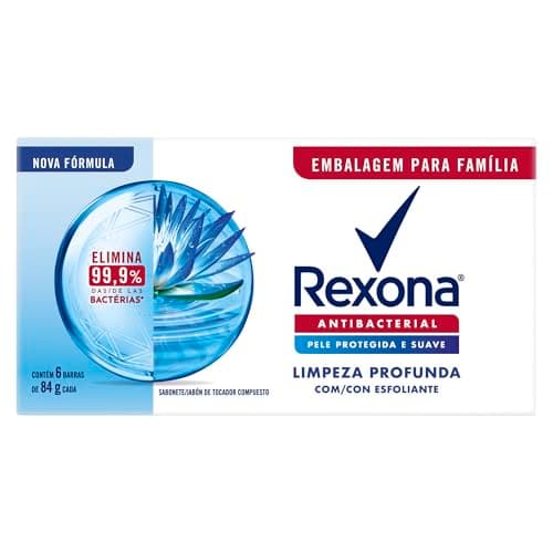 Rexona Pack Sabonete Em Barra Antibacterial Limpeza Profunda Envoltório 6 Unidades De 84G Cada Leve Mais Pague Menos