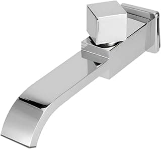 Torneira de Parede Luxo Banheiro Lavabo Design Quadrado Metal Cromado Cinza