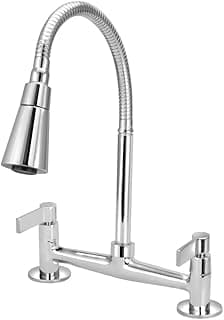 Torneira de cozinha misturador mesa gourmet com jato duplo em aço inoxidável