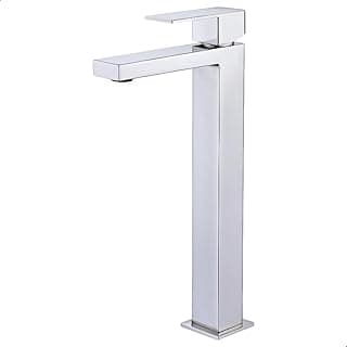 Torneira monocomando para lavatório de banheiro em metal cromado, bica alta, alta durabilidade