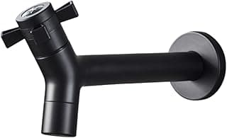 Torneira Parede de Banheiro Lavabo Lavatorio Jardim Aço Inox Metal 1/4 de Volta Fosca (Preto)