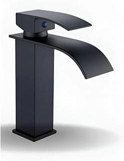 Torneira Monocomando Banheiro Cascata Bica Baixa Preto Fosco Inox 304 Água Quente e Fria Design Quadrado