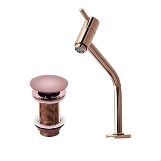 Torneira de lavatório rosê metálico minimalista com sifão frontal