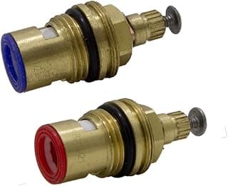 Válvulas de reparo de torneira M22 1/4 volta cerâmica dourado escuro com anéis azul e vermelho