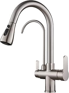 Torneira de cozinha monocomando extensível em aço inoxidável escovado