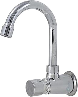 Torneira automática de parede com bica móvel em aço inoxidável