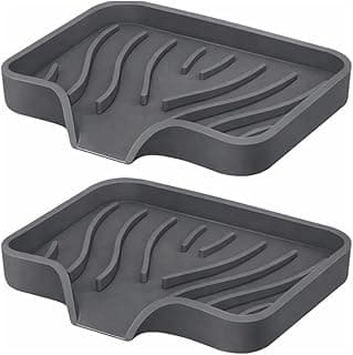 Kit 2 Saboneteiras de Silicone Premium c/Escorredor 12,5x10x1,5cm, Multiuso e Resistente, Suporte de Sabão Autodrenante, Suporte de Sabão com bico de Drenagem, Ideal para Pia, Banheiro e Cozinha