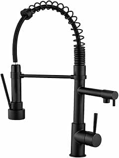 Torneira Gourmet Monocomando com Ducha Flexível e Bica Dupla, Cozinha, Cromada, Alta Pressão (Preto)
