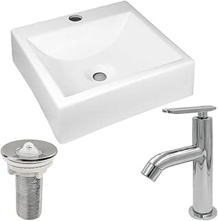 Kit de Cuba de Apoio para Banheiro Branco com Torneira e Válvula Pop