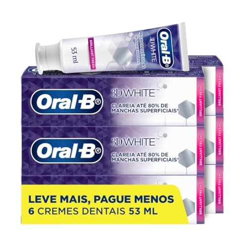 Oral-B Pasta de Dente 3D White Brilliant Fresh Micropartículas Branqueadoras 53 ml, 6 Unidades