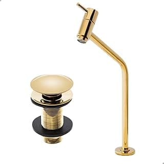 SOFTINOX Kit Torneira Banheiro Lavatório Bica Alta Dourada + Válvula Click 7/8 – Acabamento Gold Luxo, Cartucho Cerâmico 1/4 de Volta, Arejador em Metal e Sistema Inteligente