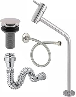 Kit para banheiro com torneira, válvula click, sifão e engate de 40cm, acabamento cromado
