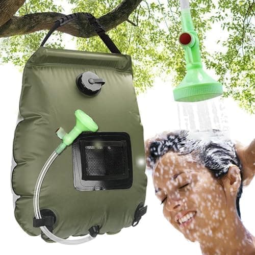 Chuveiro portátil para camping verde, 20 litros, para acampar e caminhadas
