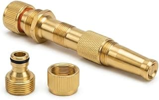 Esguicho de alta pressão em metal com conector e adaptadores, latão reforçado, jato ajustável