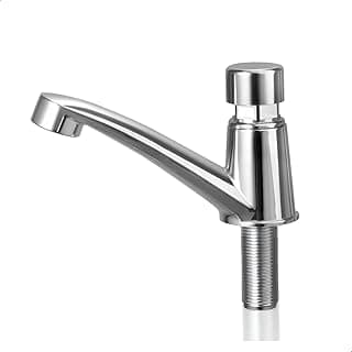 Torneira automática para banheiro em aço inoxidável, design elegante, fundo branco