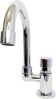 Torneira automática de lavatório com bica móvel em aço inoxidável, fundo branco
