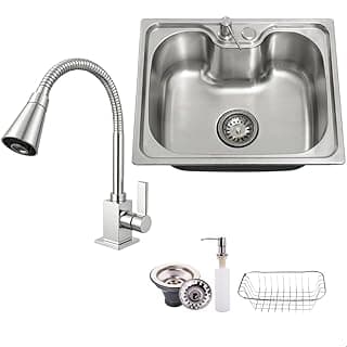 Kit Cuba Pia Cozinha Inox 50x40 Escovada com Torneira Gourmet e Acessórios