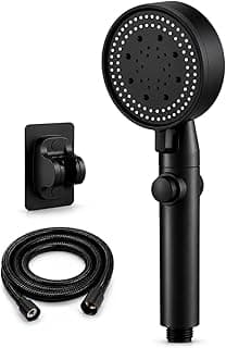 Chuveirinho Ducha Manual Alta Pressão 5 Modos – Mangueira 1,5m + Suporte sem Furo | Preto Fosco Premium