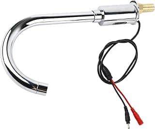 Torneira automática de liga de zinco com sensor infravermelho, cabos conectados, fundo branco