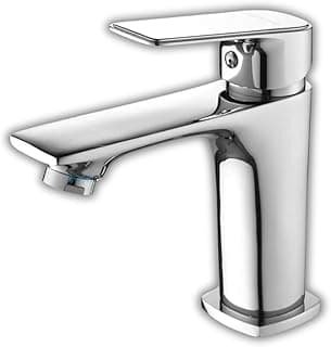 Torneira Monocomando Mesa Bica Baixa Lavatório Cromado Torneira Moderna Pia Banheiro Lavabo Água Quente Fria Preto Fosco Black Matte Moderna Aço Inox (Cromado)