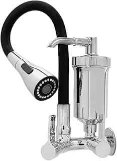 Torneira Gourmet de Parede com Filtro Inox Cromado Cano Flexível Preto Pia Cozinha