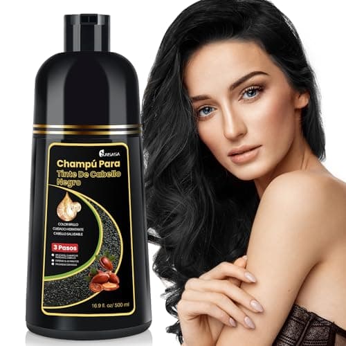 KAISASA Xampu Tintura Preto 3 em 1 – Shampoo Instantâneo 500ml, Com Ingredientes Herbais, Cobre Cabelos Brancos em Minutos, Para Homens e Mulheres