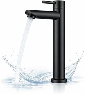 Torneira de aço inoxidável preto de 30cm para banheiro e cozinha, design moderno minimalista