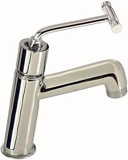 Torneira automática de lavatório prateada com design elegante, ideal para deficientes físicos, conforme NBR 9050.
