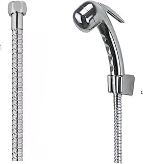 Ducha Higiênica com Mangueira Flexível Inox, 2 Metros, Suporte de Parede, 1/2 Polegada