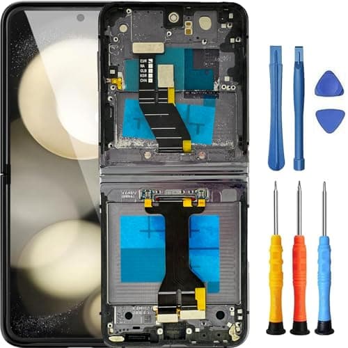 Foufinin Substituição de tela para Samsung Galaxy Z Flip 5 5G para Samsung Z Flip 5 5G com moldura SM-F731U SM-F731W Display LCD Touch Digitizer Assembly com ferramentas