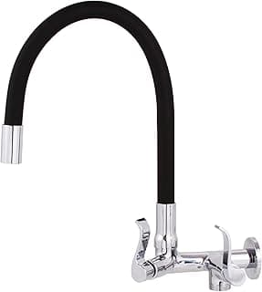 Torneira Flexível de Parede com Saída para Máquina de Lavar Louça e Roupa Tubo Preto Samer
