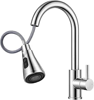 Torneira Cozinha Yab Monocomando Extensível Inox Com Mangueira Flexível 2 Jatos Misturador Água Quente E Fria De Mesa Alta Resistência
