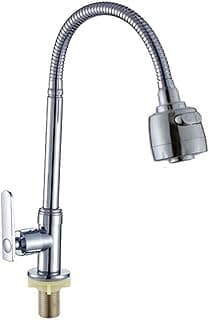 Torneira de pia moderna em metal inox cromado com bico flexível