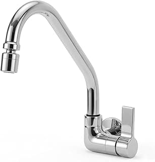Torneira Cozinha Metal Premium Antirrespingos Parede Bica Articulada 360° Cromada 1/4 Volta Gourmet Arejador e Adaptador Cromada Brilhante