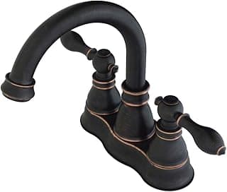 Torneira de lavatório clássica americana em bronze de Nápoles, duas alças de 10 cm, preto e bronze