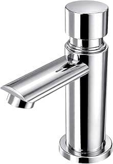 Torneira automática cromada com temporizador para banheiro, design moderno