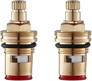 Kit com 2 reparos para torneira M22, 16 estrias, cor dourada e preta, em fundo branco