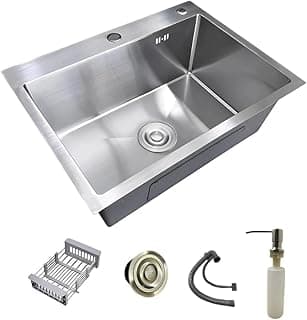 Cuba Gourmet Inox Escovado Quadrada Torneira Monocomando Acessórios Sifão Anti-Ruído para Cozinha(60 * 45CM PIA)
