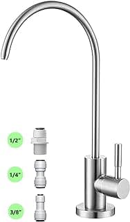Torneira de água potável para cozinha, torneiras de osmose reversa 100% sem chumbo, torneiras de água filtrada de cozinha de aço inoxidável, torneira RO de níquel escovado com tubo de rosca mais longo