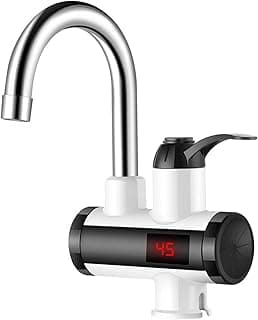 Torneira elétrica de aquecedor de água com display LED, preto e branco, 3000W, para banheiro, IPX4