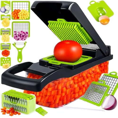 Cortador Fatiador Ralador de Legumes Multifuncional 15 em 1 - Fatiador de Bandolim Máquina Profissional de Cortar Alimentos Cebolas Vegetais Frutas Legumes Premium Hytalux